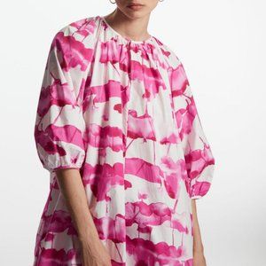 NWT COS Relaxed Fit Puffed Sleeve Dress Pink Floral Size 6